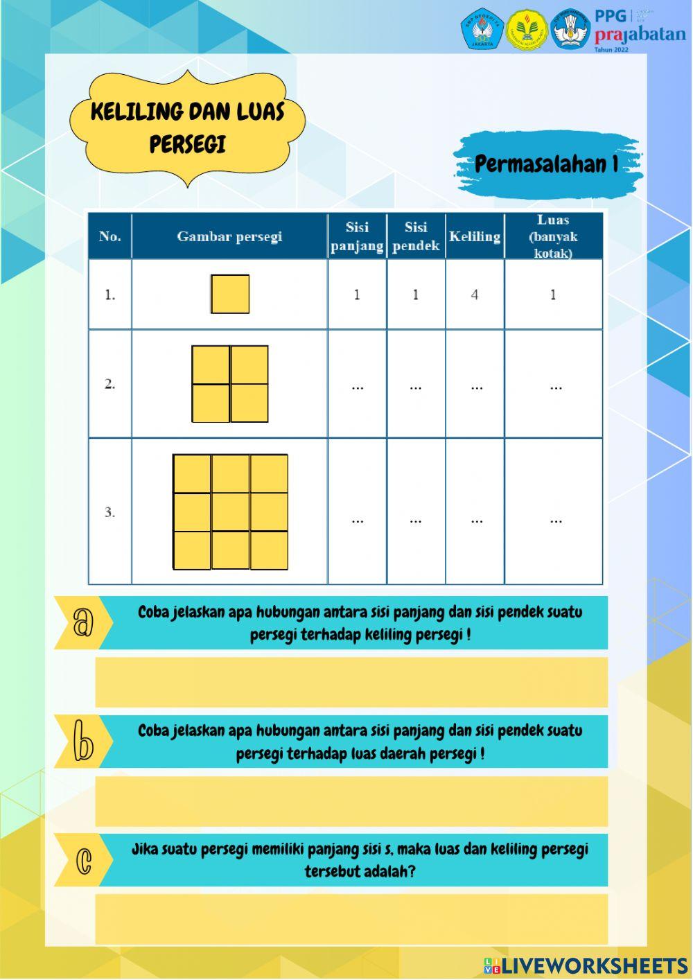 E-lkpd pbl (persegi dan persegi panjang)