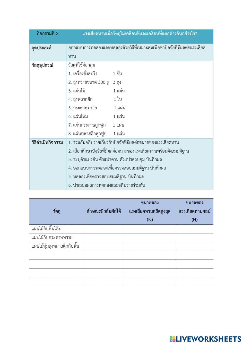 การทดลองเรื่องแรงเสียดทาน