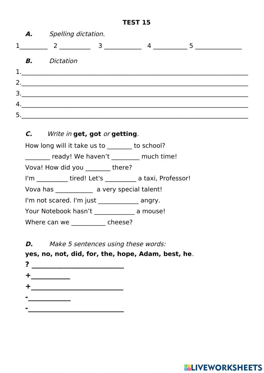 Test 15 I can analyse