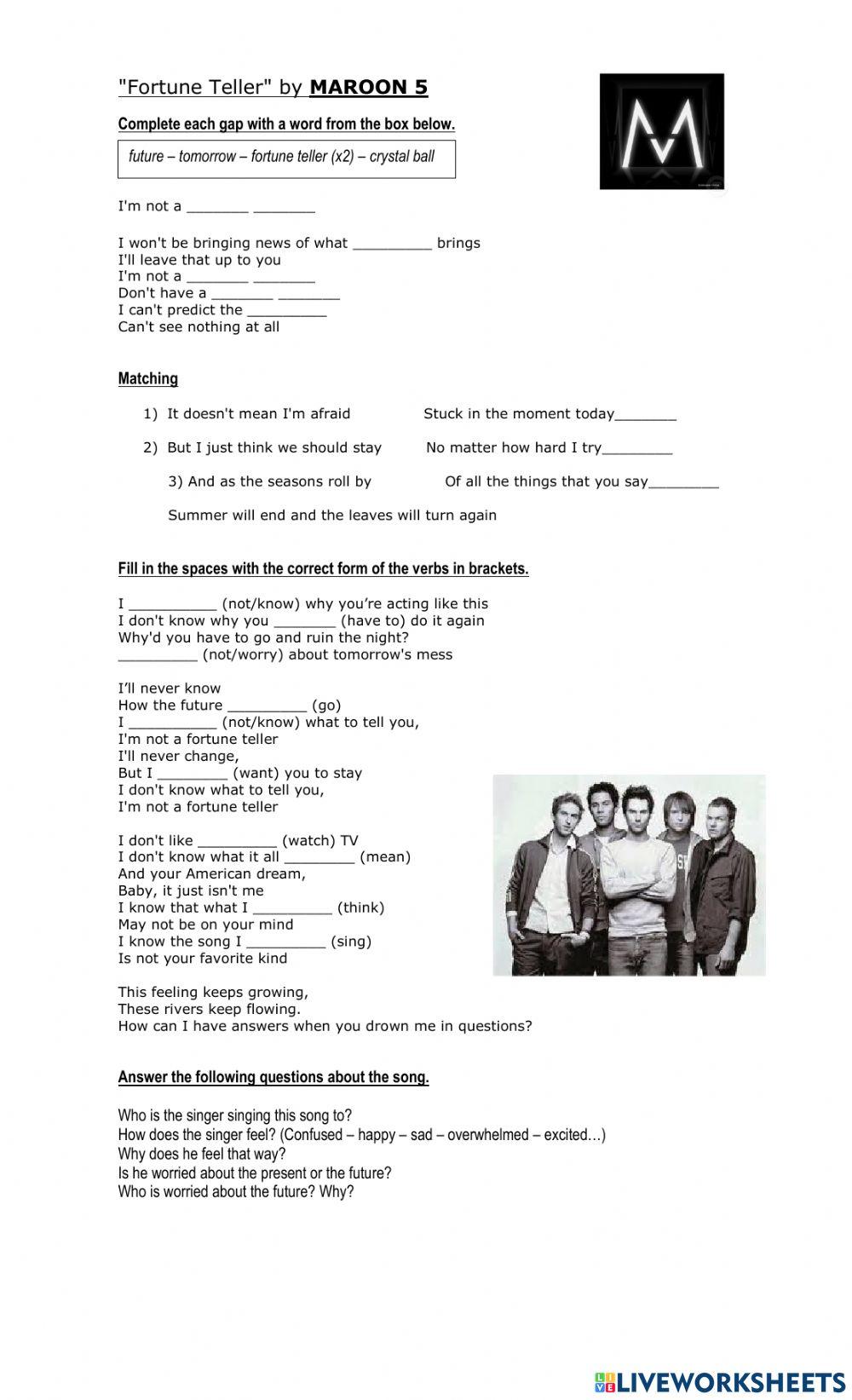 I am not a fortune teller song