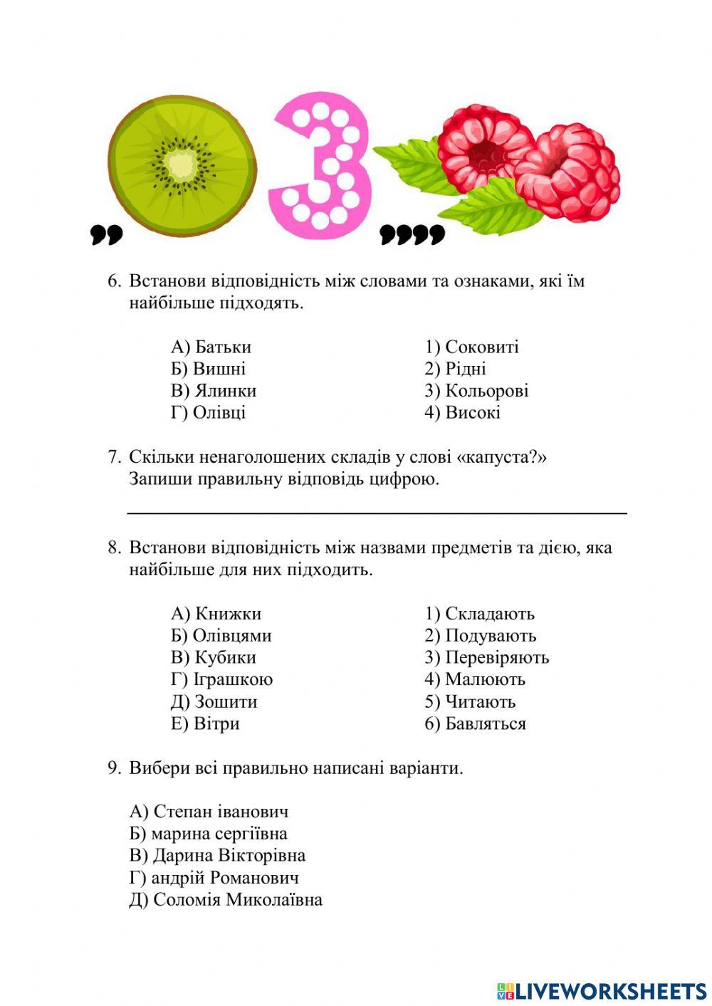 Підсумкова робота з української мови