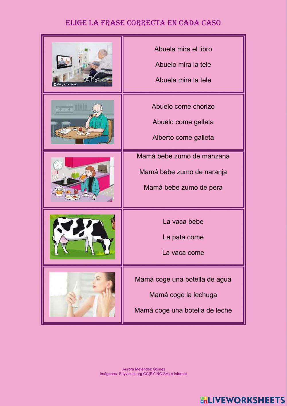 Elige la frase correcta