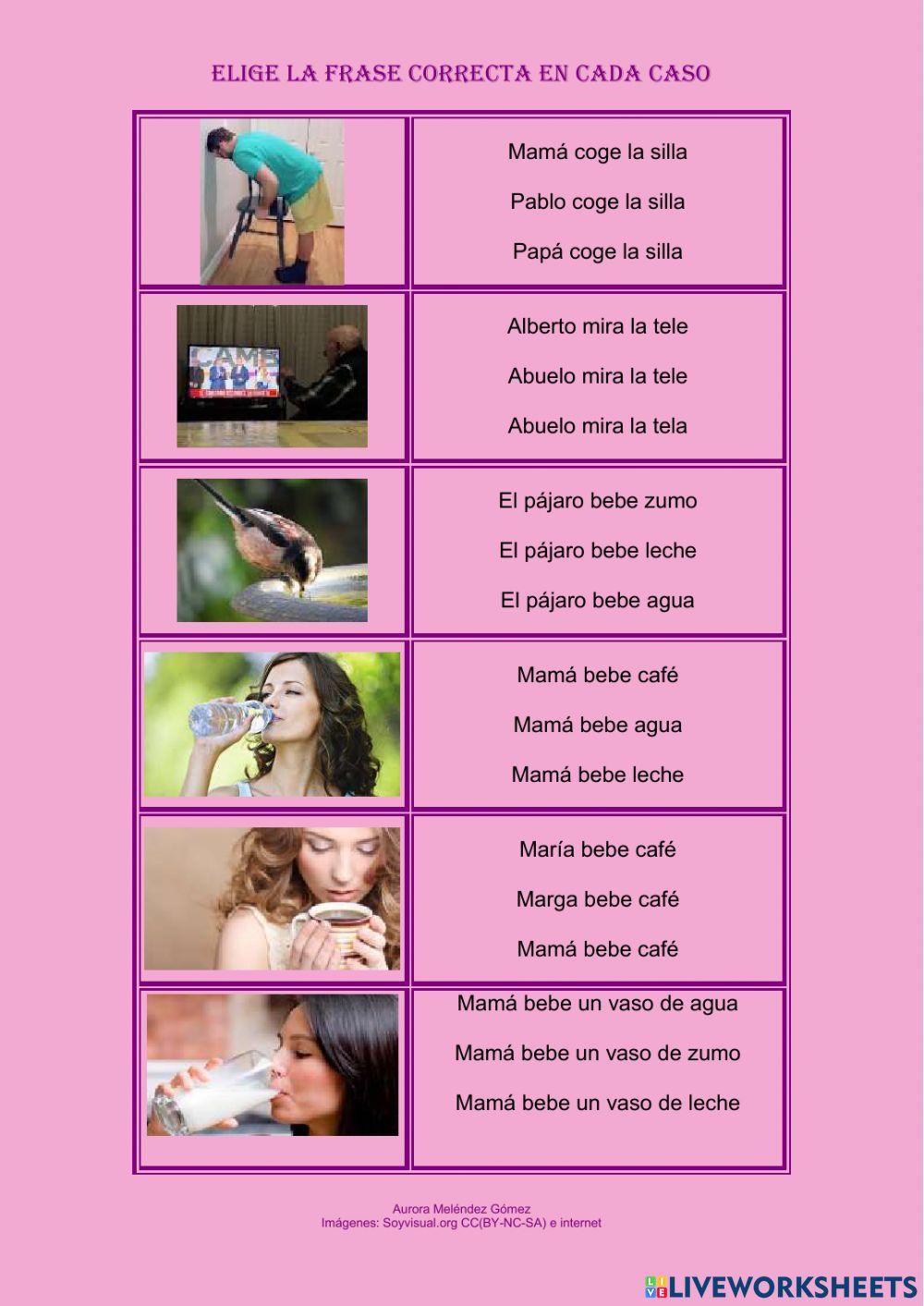 Elige la frase correcta