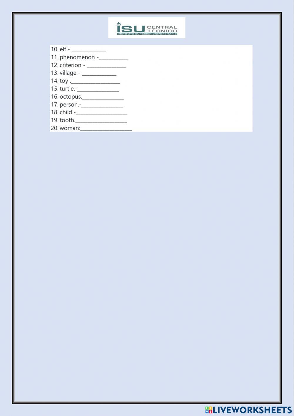 Istct-unit 5-PLURAL NOUNS