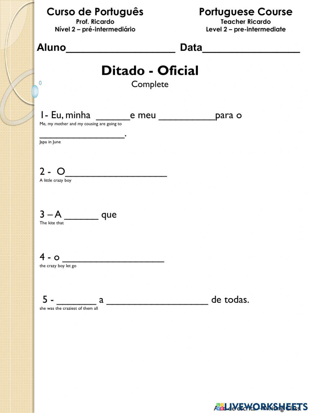 Ditado - Livro Menino Maluquinho