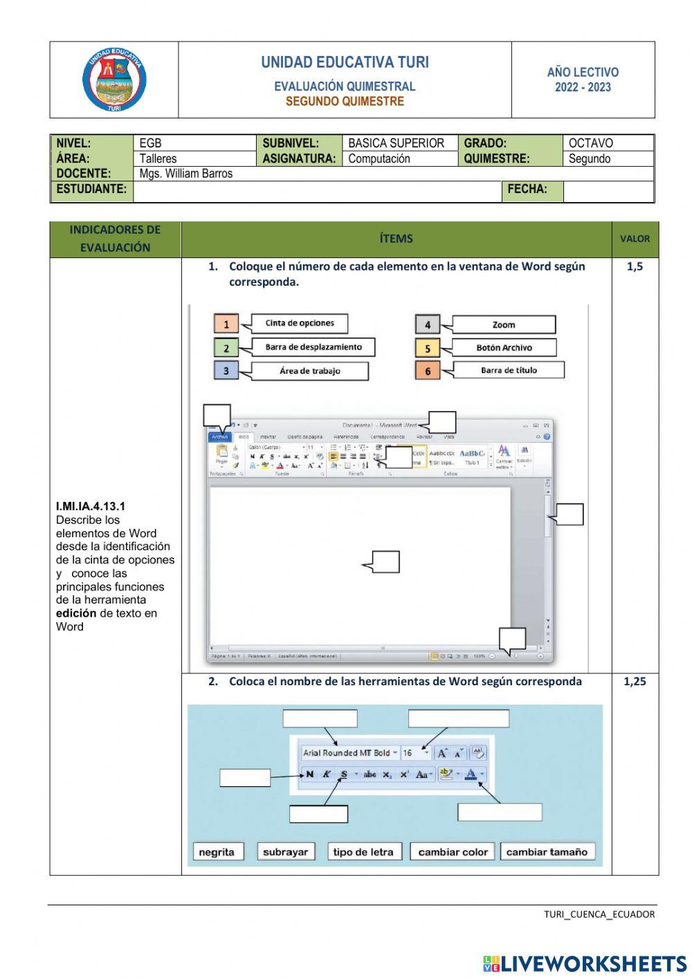 Evaluacion Informatica 8vo