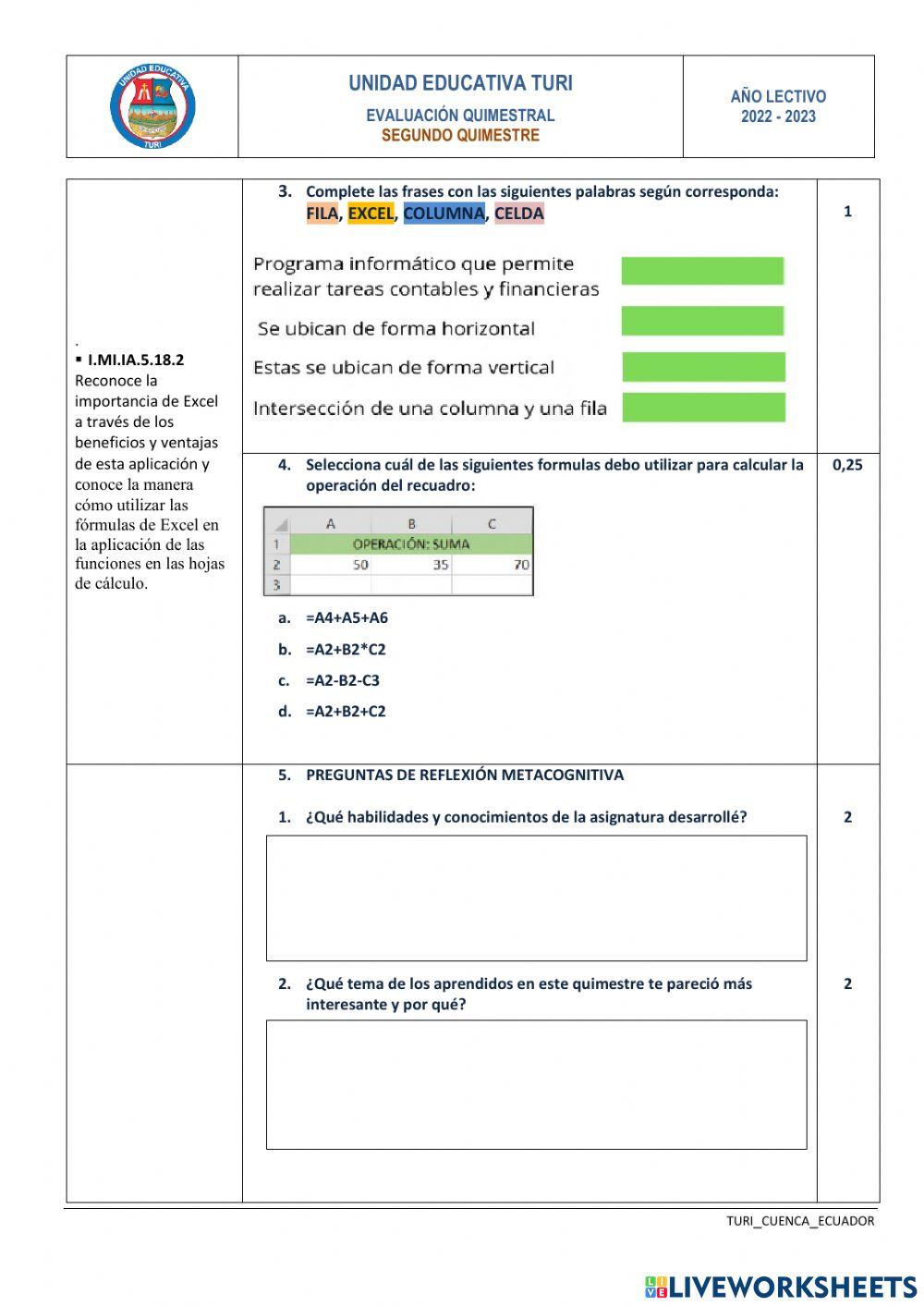 Evaluacion Informatica 8vo