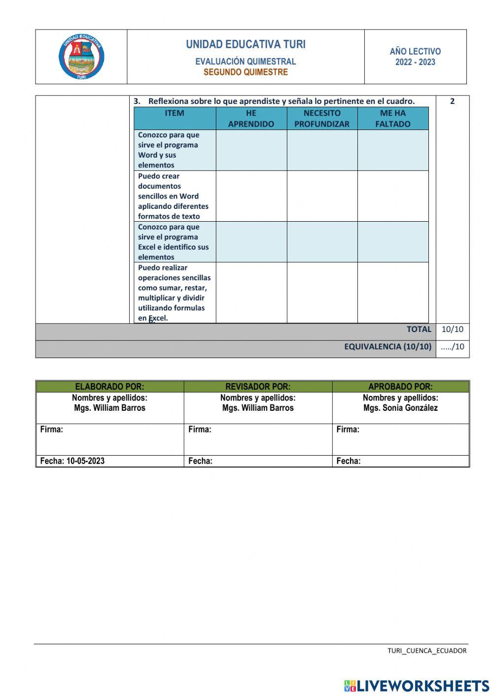 Evaluacion Informatica 8vo