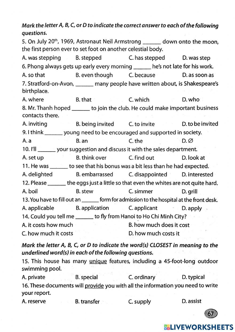 Ôn thi vào 10 - Practice Test 11