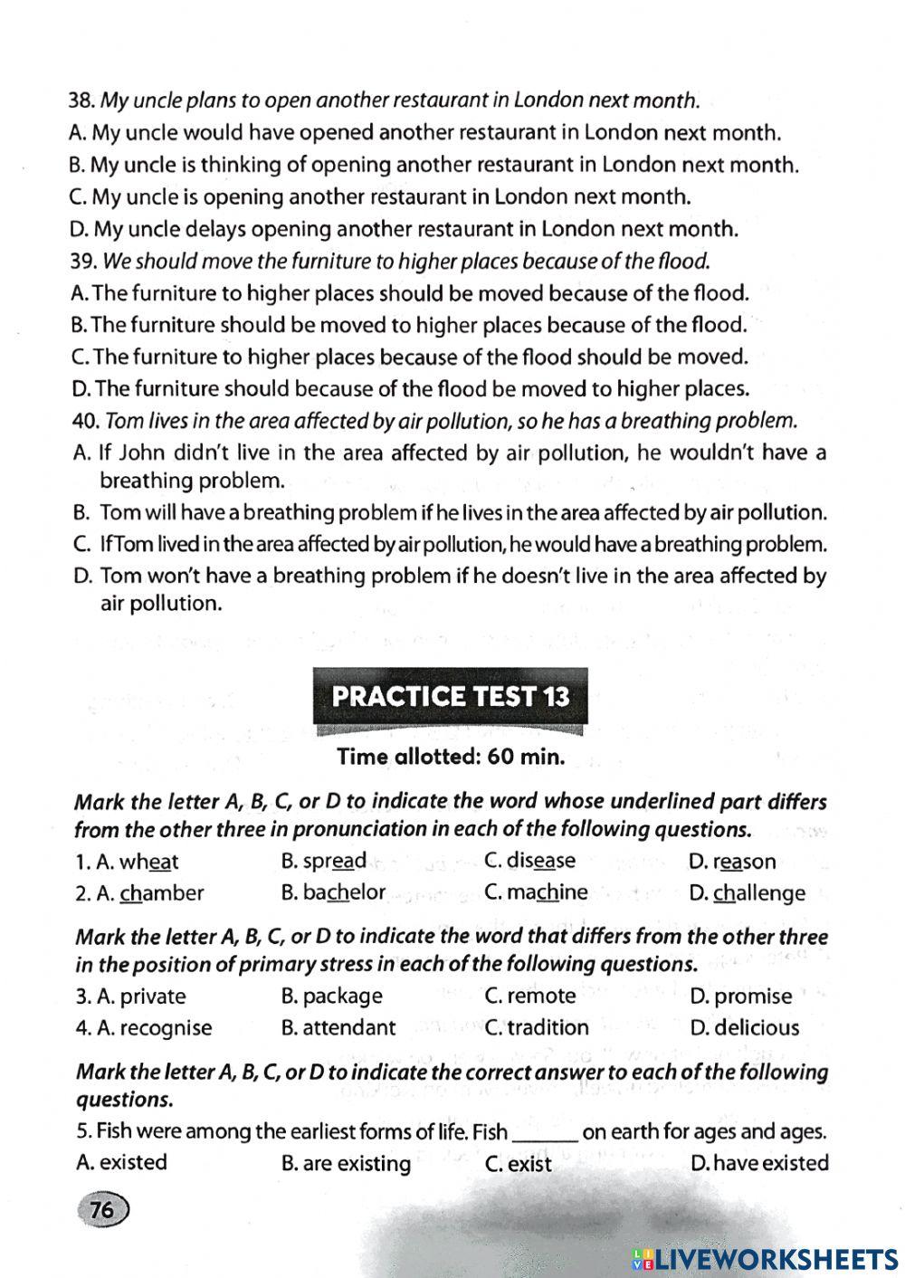 Ôn thi vào 10 - Practice Test 12