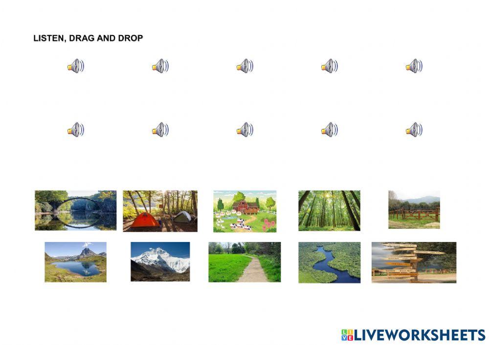 In the countryside: listen, drag and drop