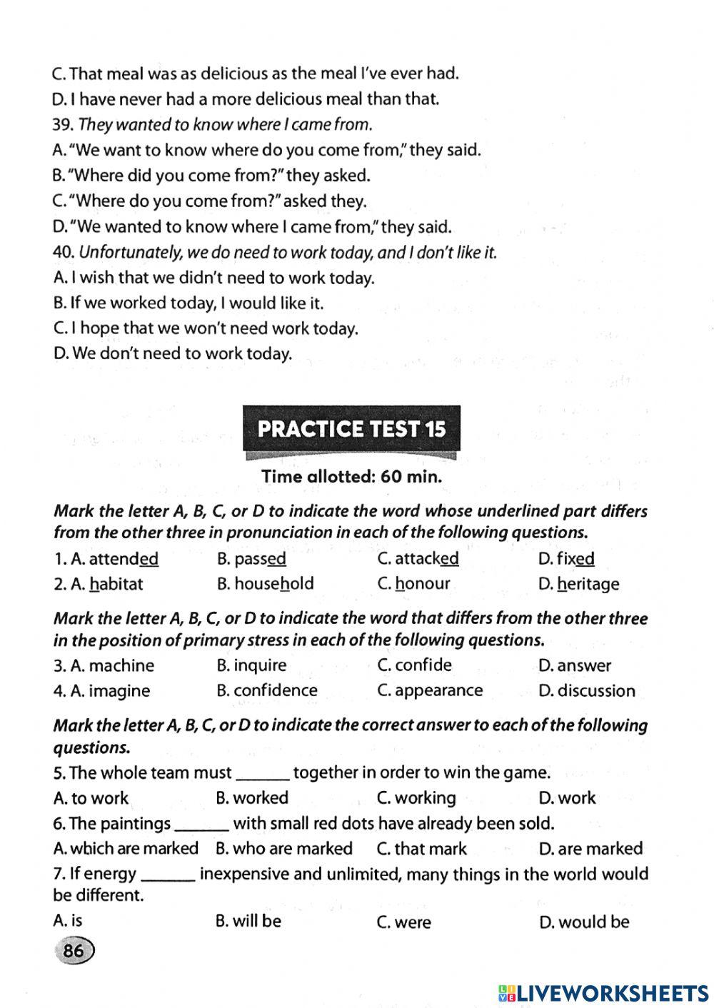 Ôn thi vào 10 - Practice Test 14