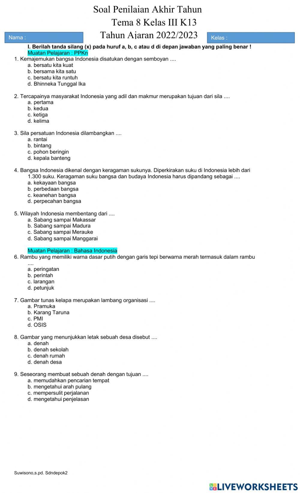 Suwisono , tema 8 kelas 3