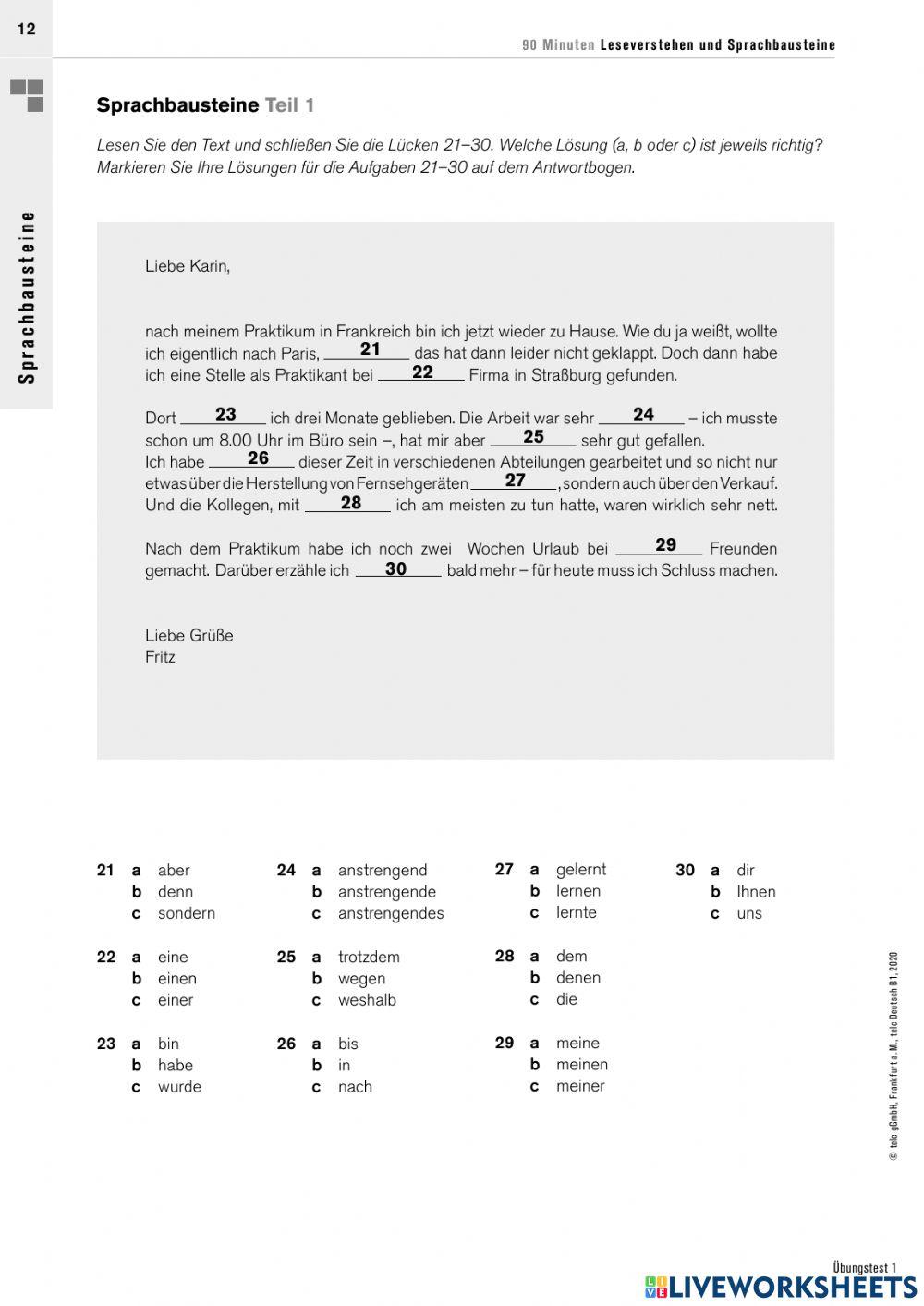 Deutsch-B1-Sprachbausteine
