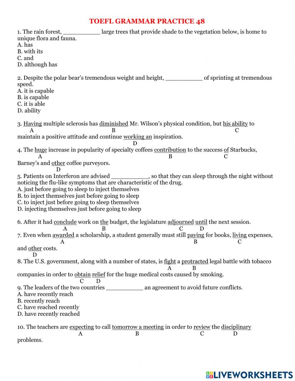 Toefl exercise practice 48