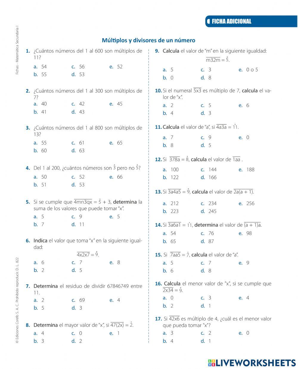 Criterios de divisibilidad