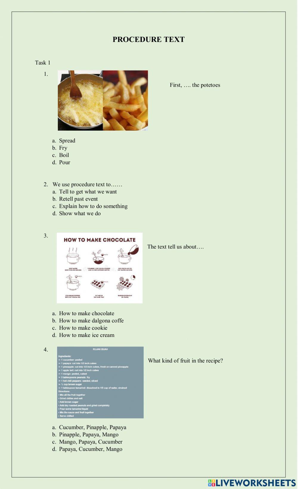 Procedure Text online exercise for | Live Worksheets