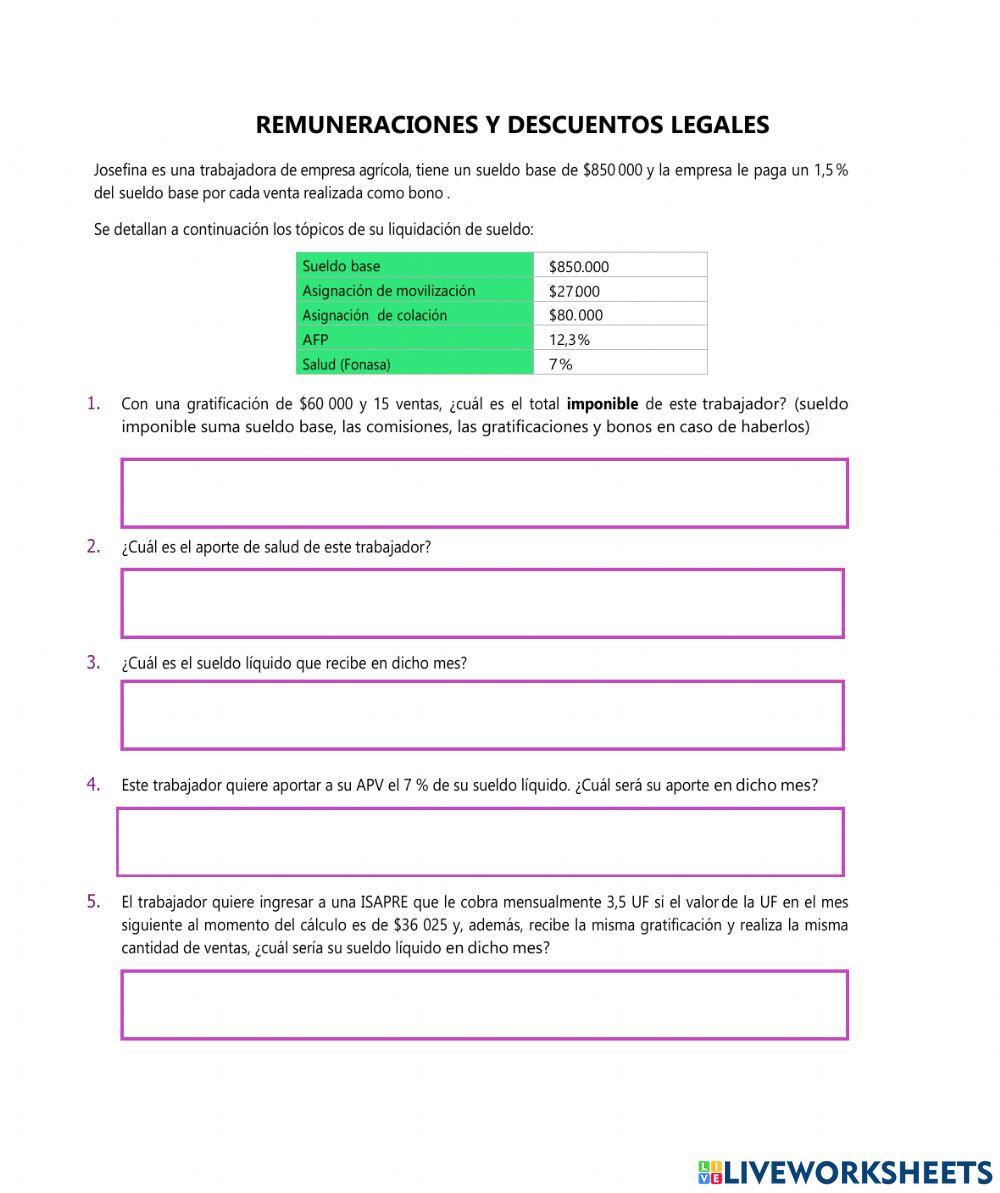 Remuneraciones y descuentos legales
