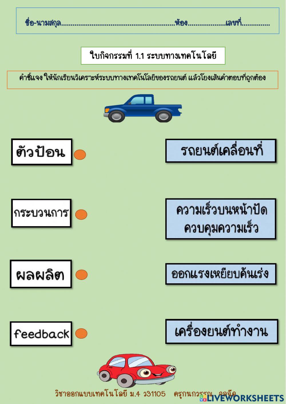 ระบบทางเทคโนโลยี ม.4