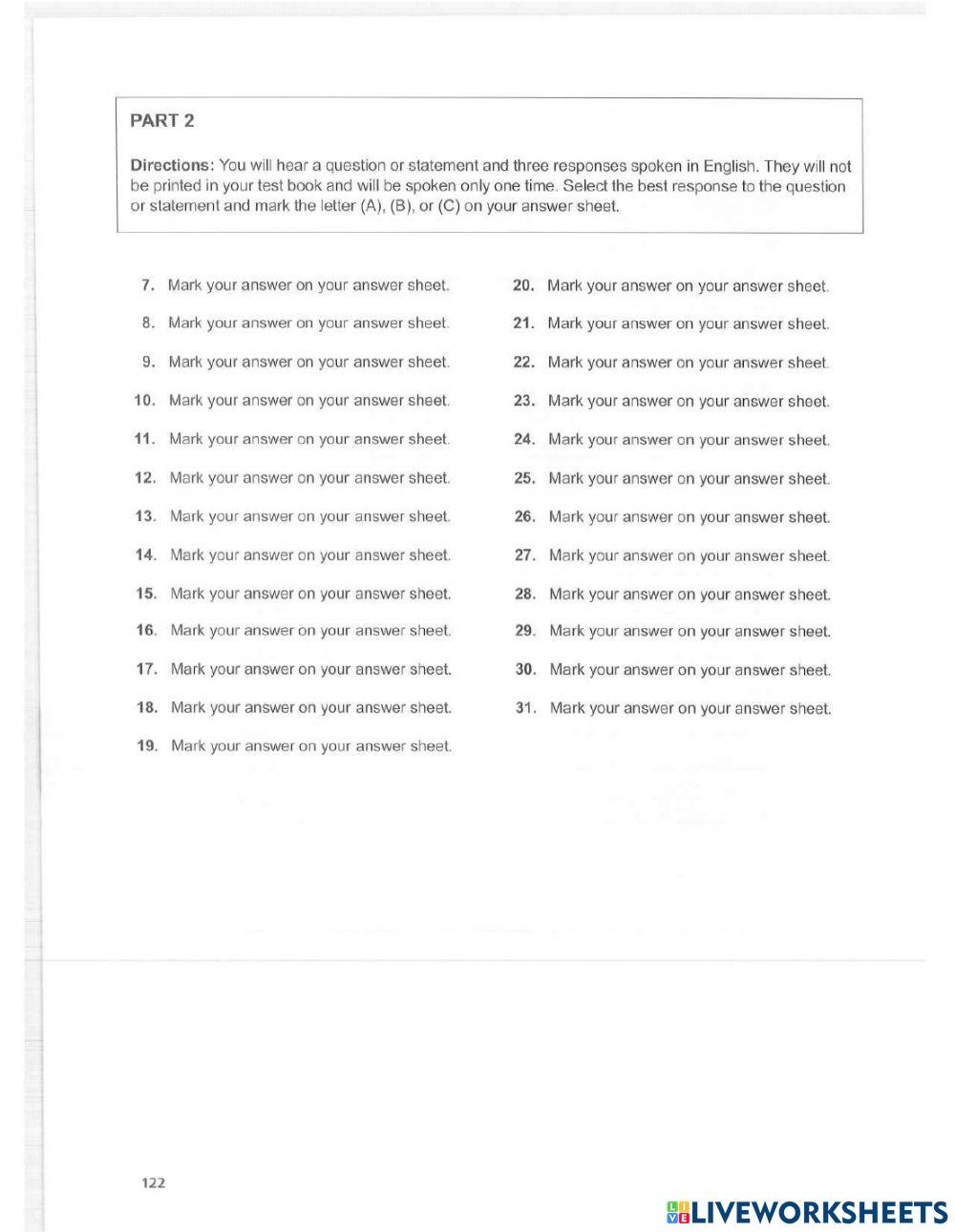 Listening test toeic