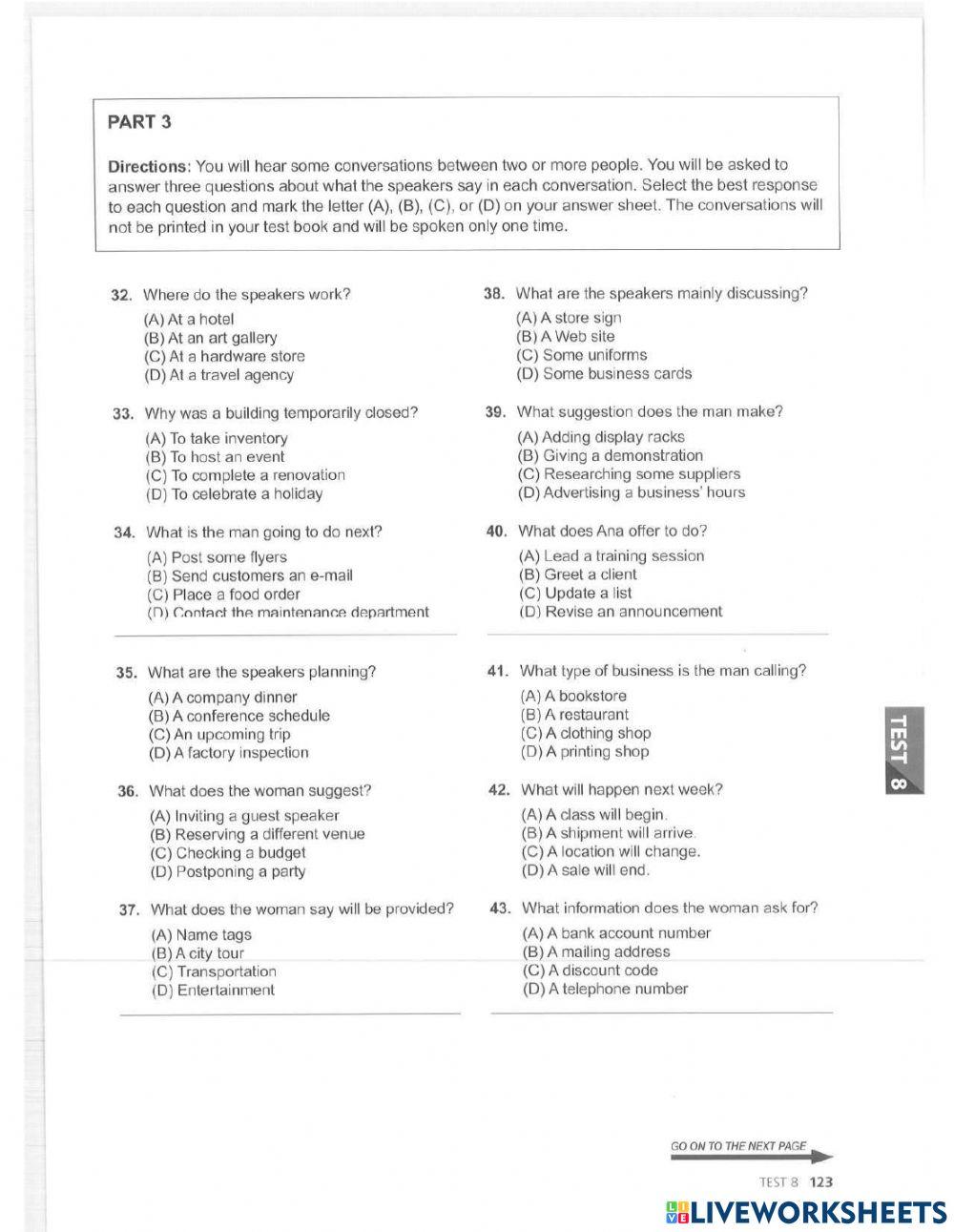Listening test toeic