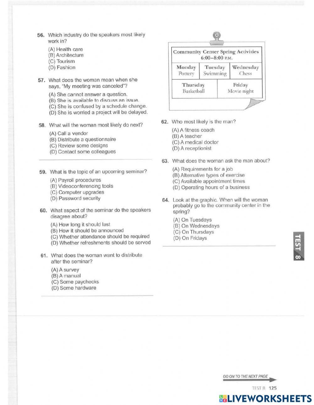 Listening test toeic