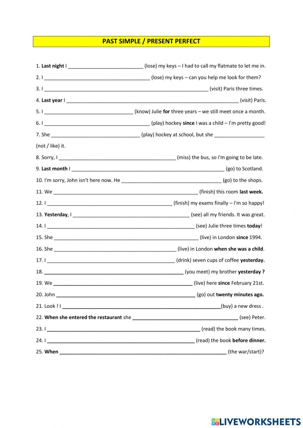 Past Simple Present Perfect