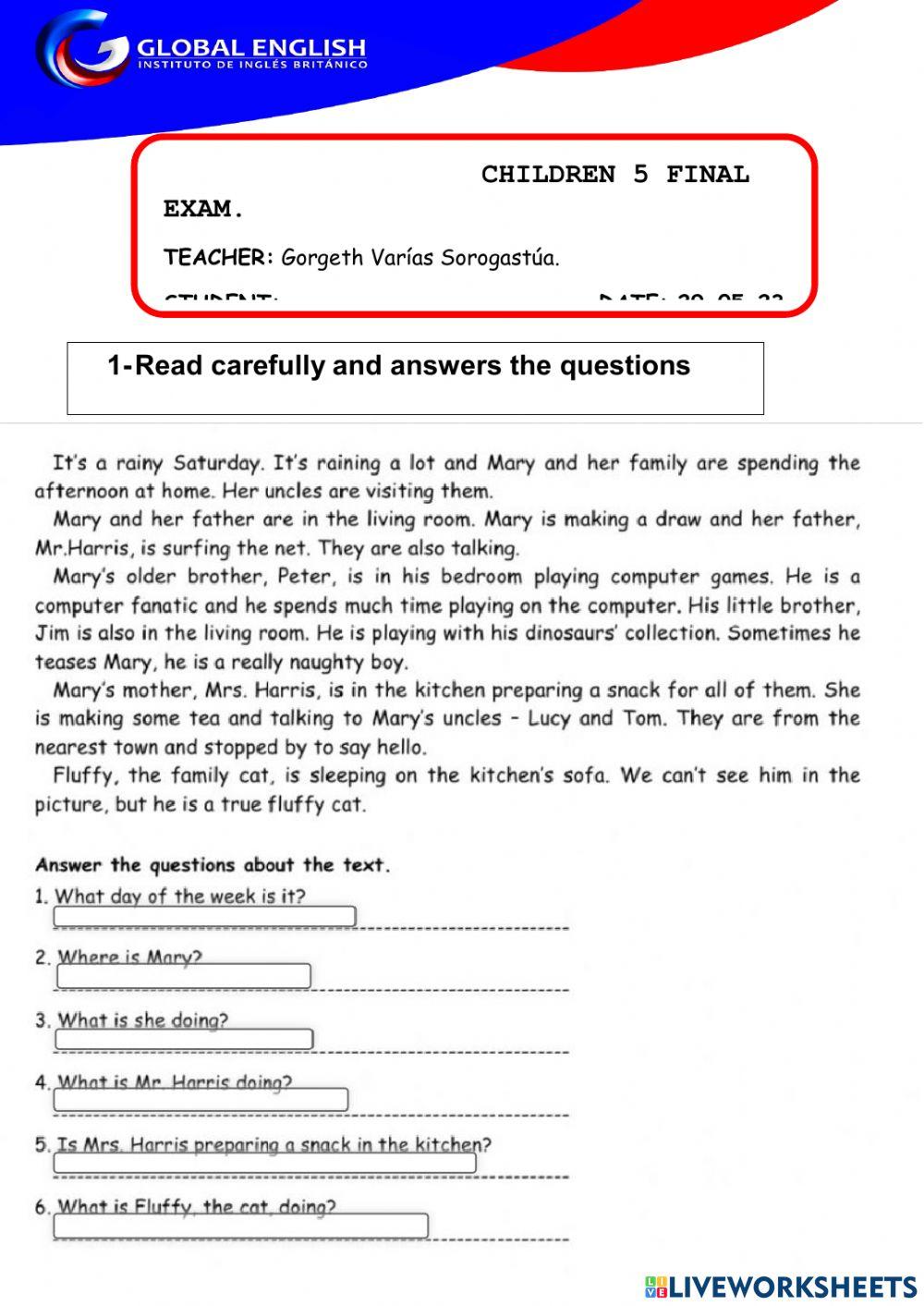 CHILDREN 5 FINAL EXAM.