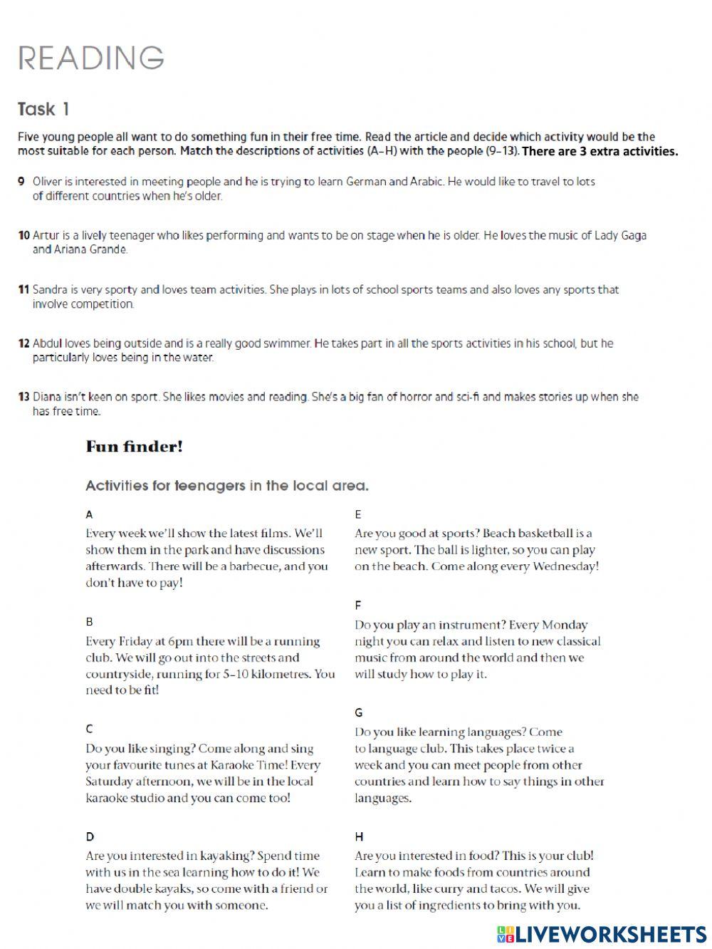 Gold B1 skill test A unit 1