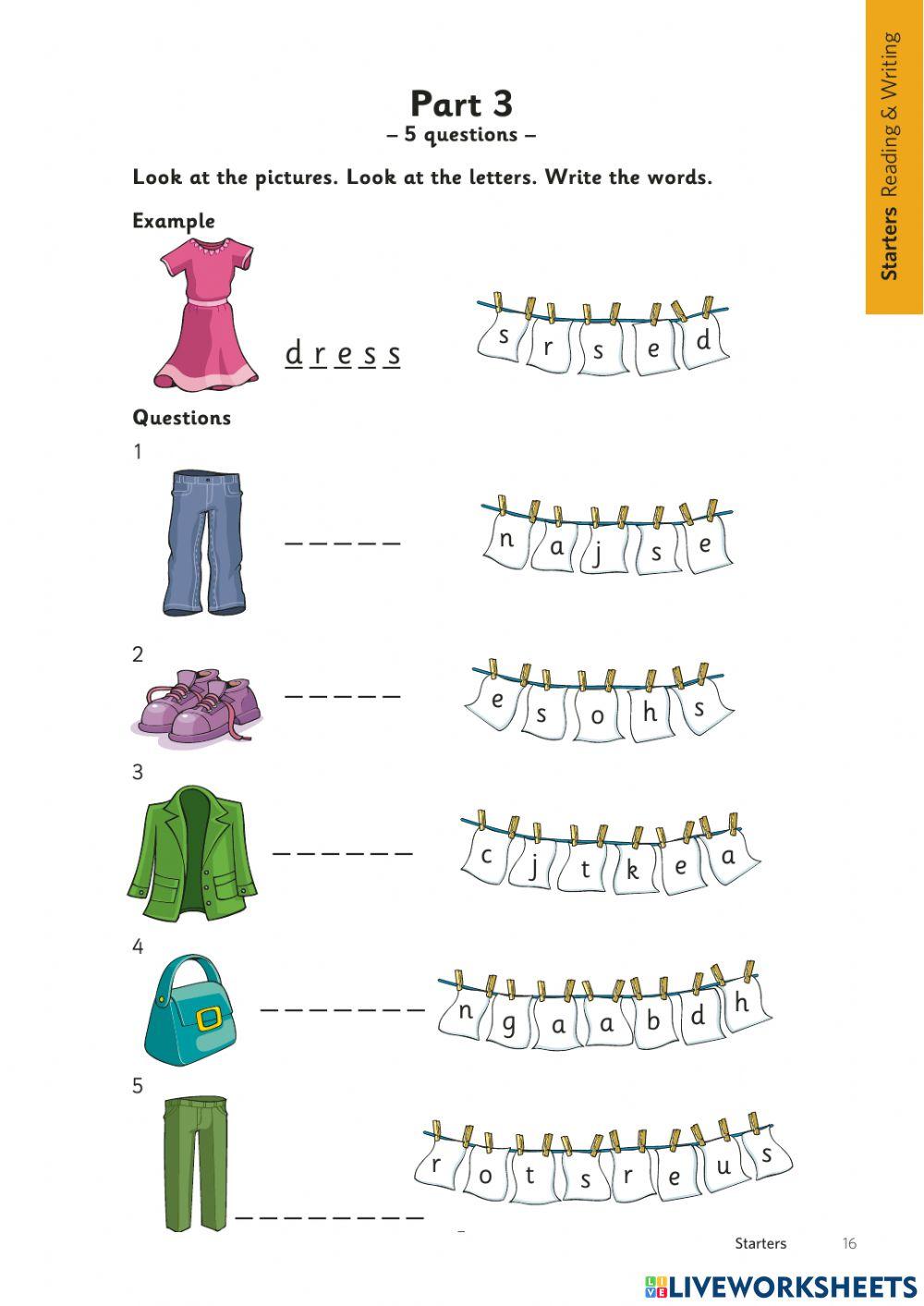 Starters Reading and Writing Cambridge 2017