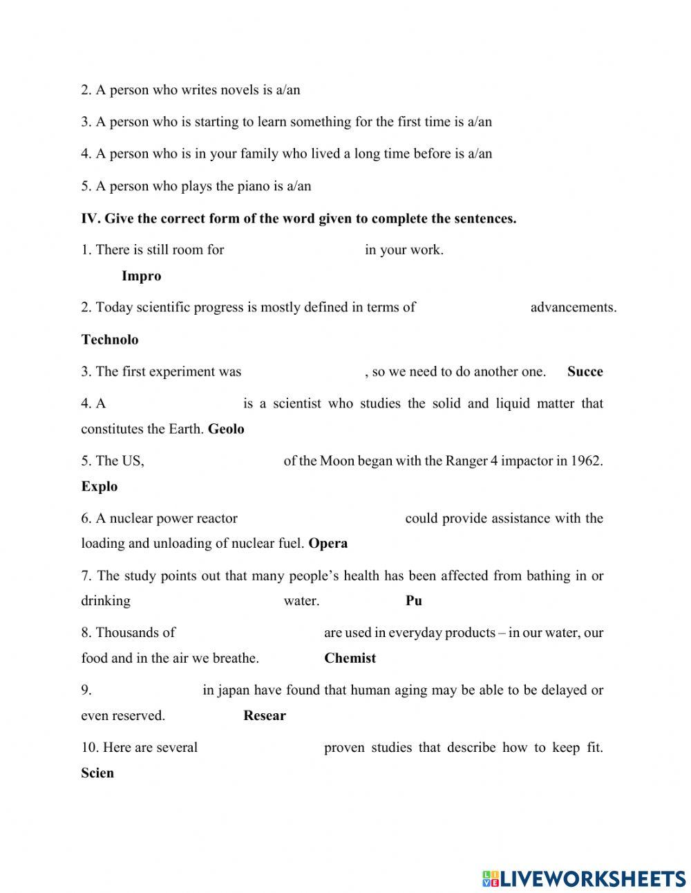 Practice test - UNIT 11 - PART 1