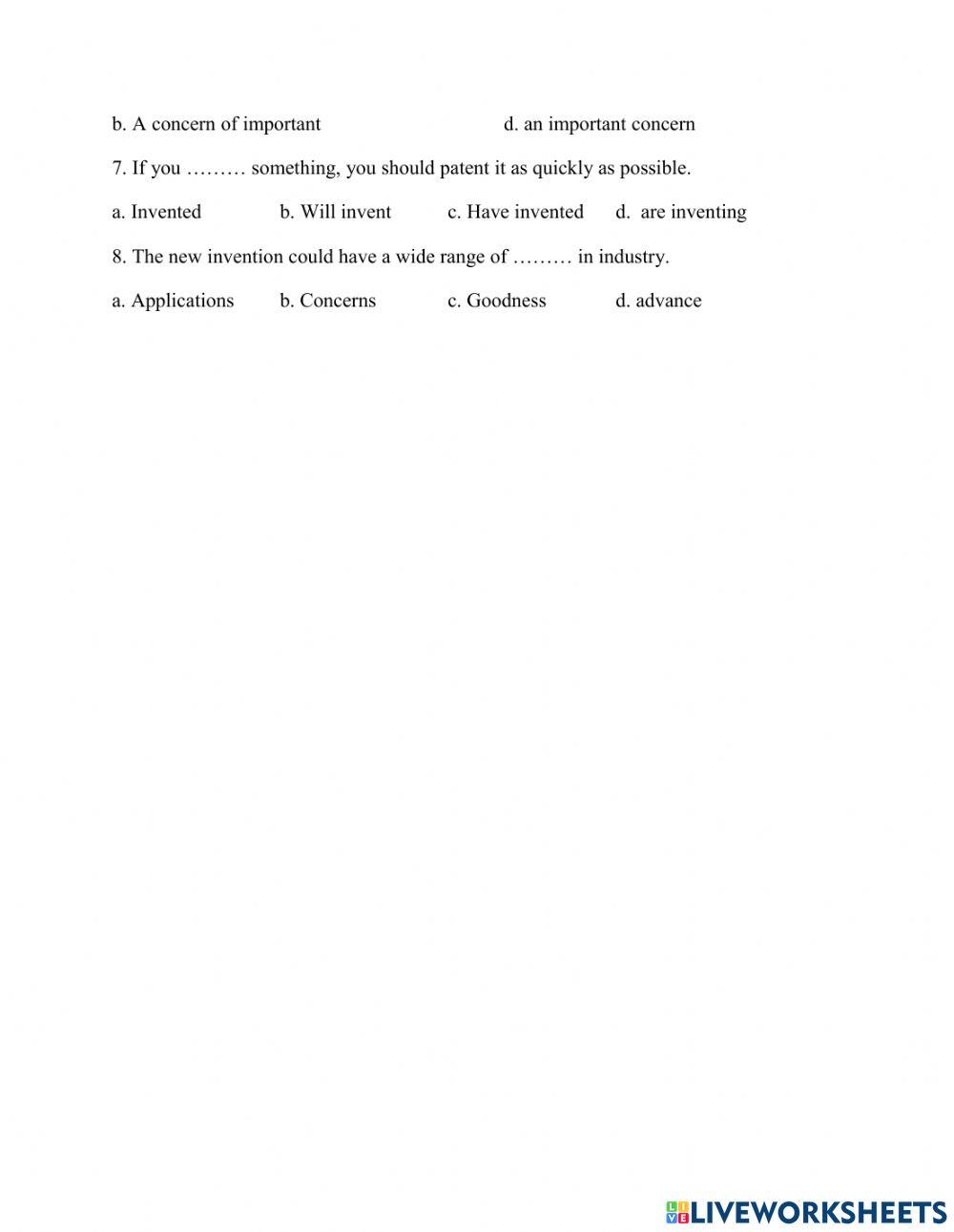 Practice test - UNIT 11 - PART 1