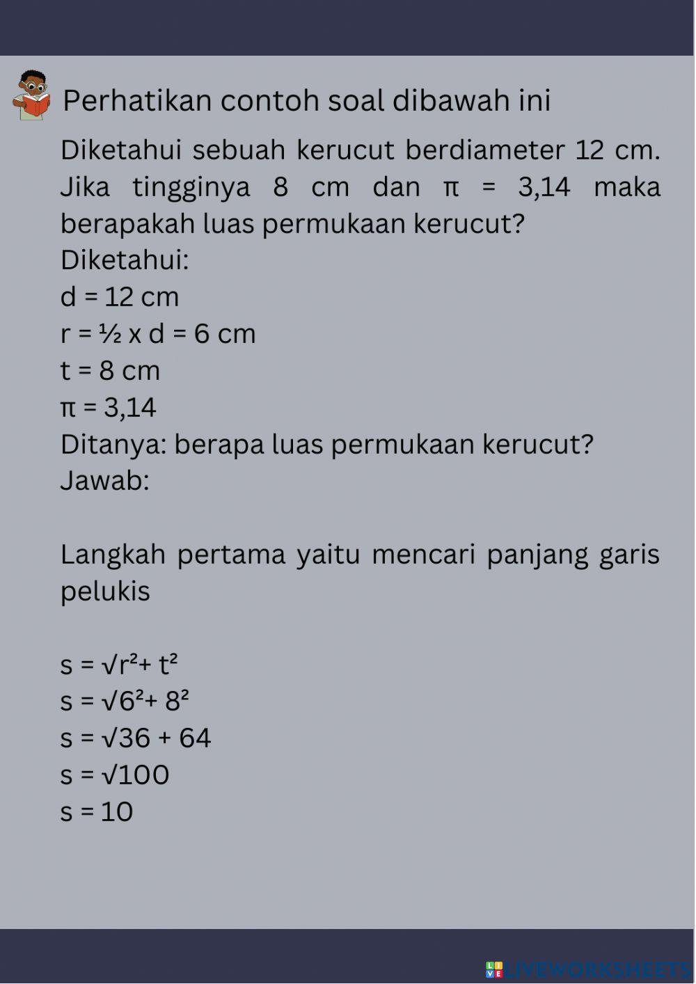 Media interaktif luas permukaan kerucut