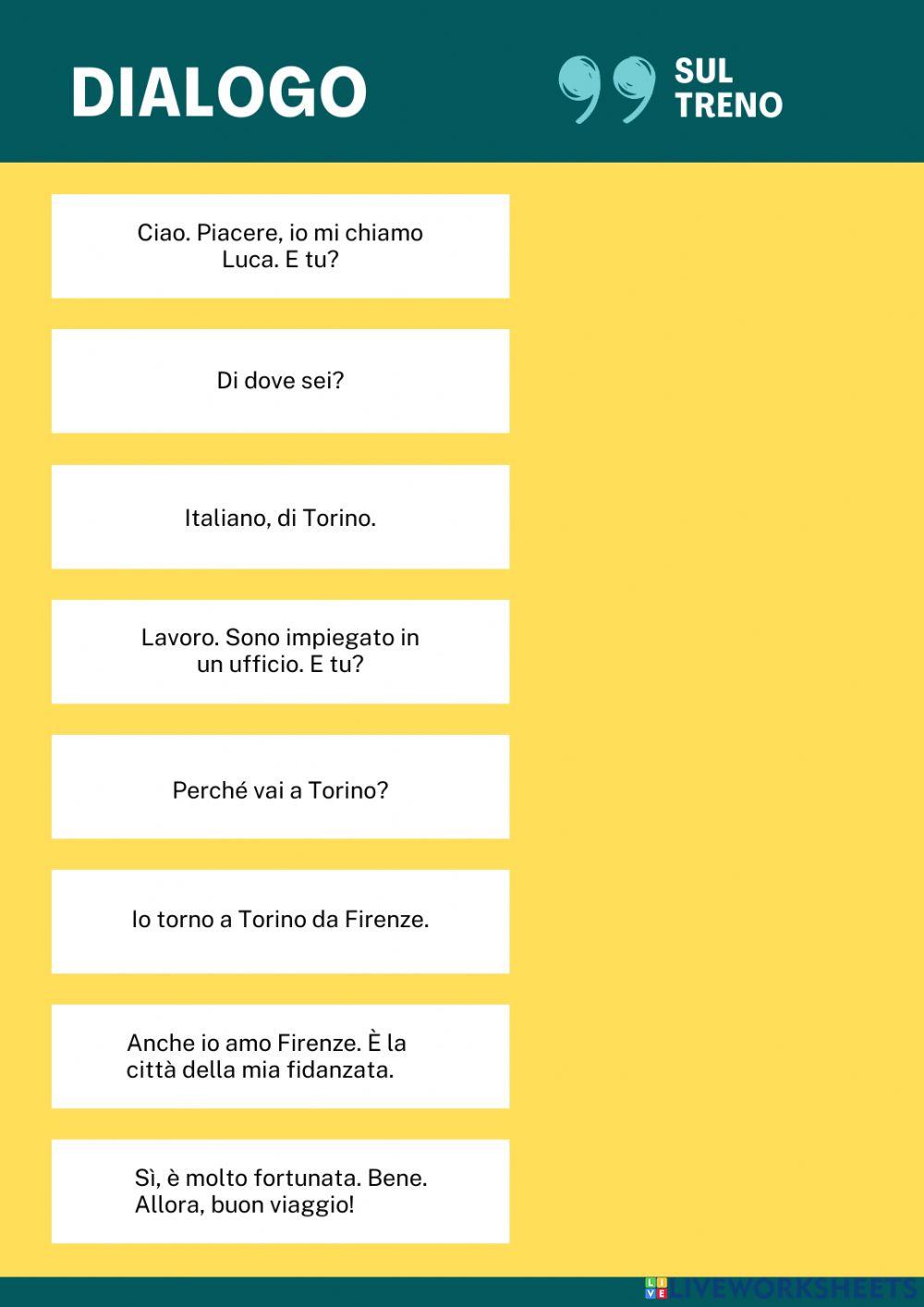 Completa il dialogo -Sul treno-