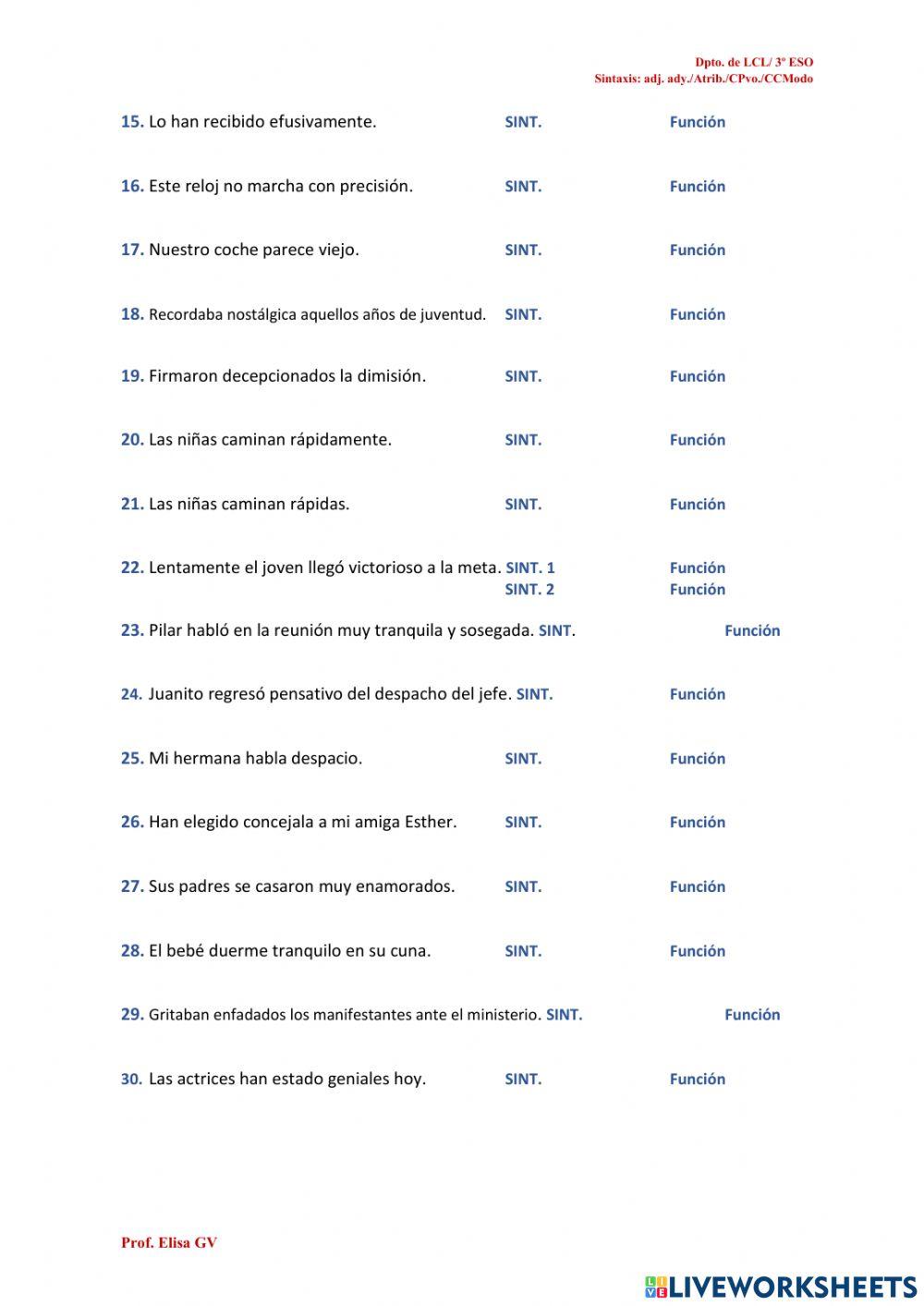 Sintaxis atributo, predicativo, ccmodo- adyacente