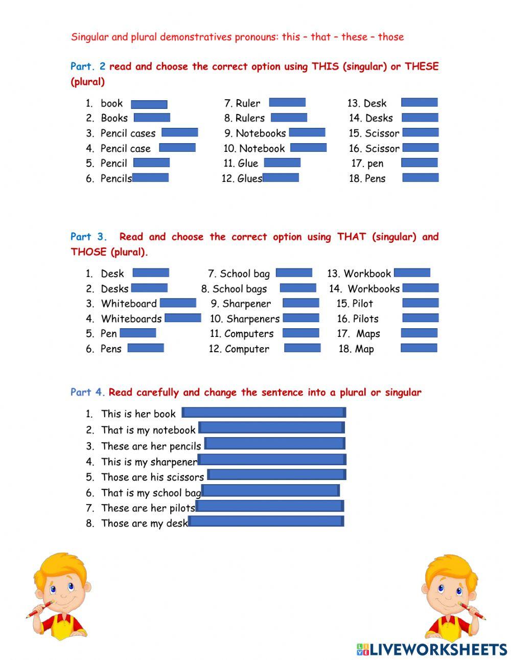 Demonstrative pronouns and Classroom objects