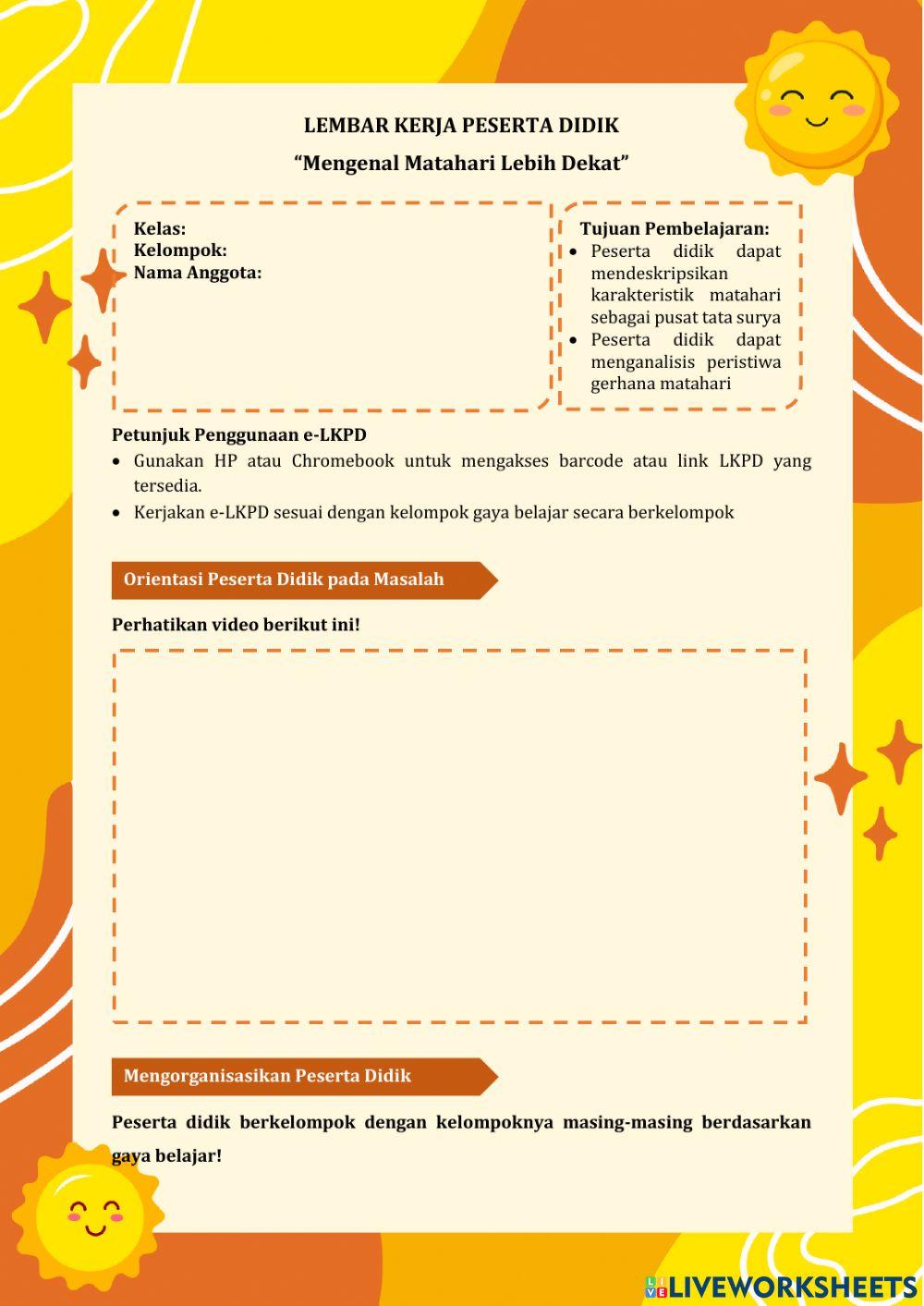 LKPD PBL Mengenal Matahari Lebih Dekat