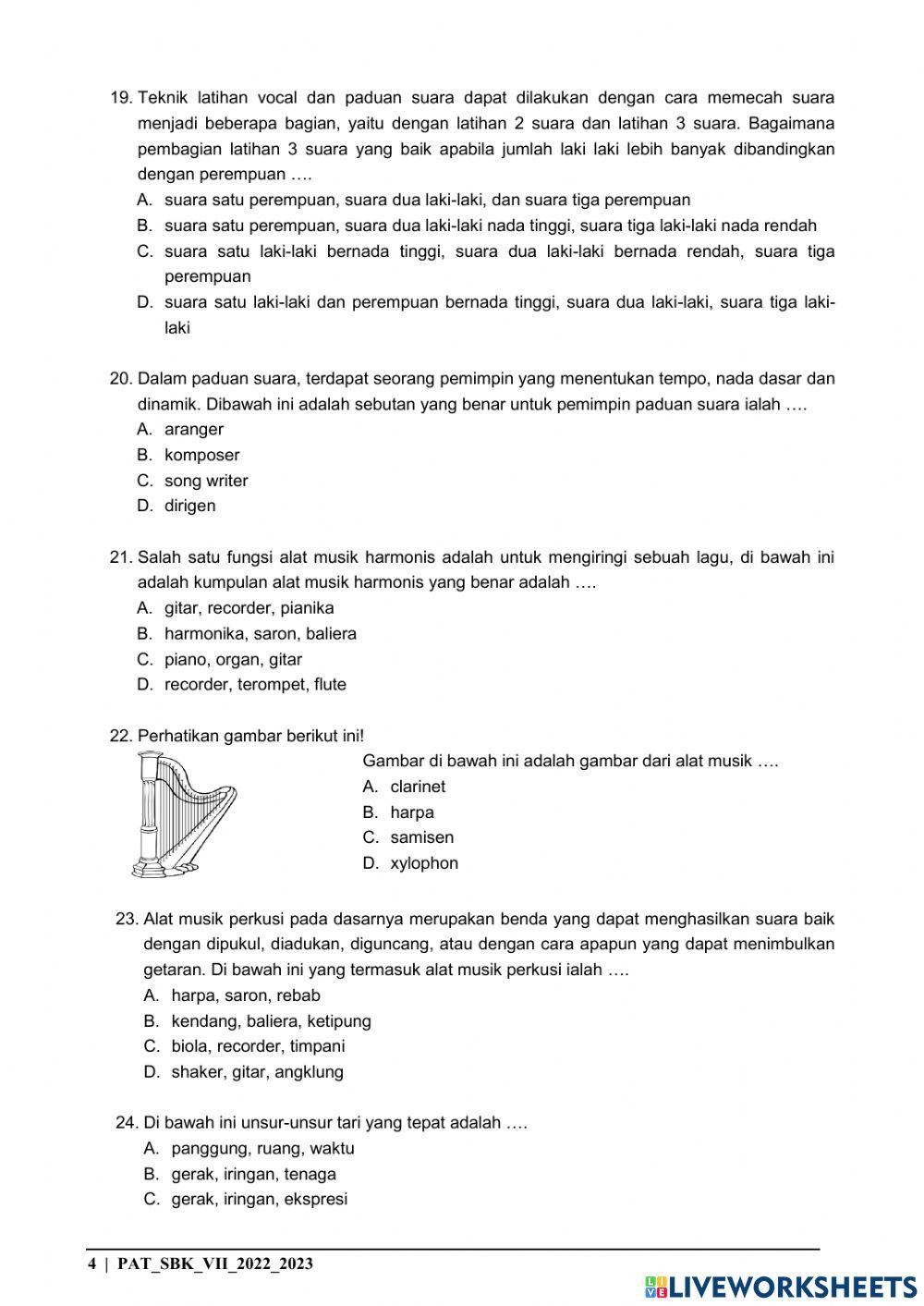 PAT Seni Budaya Kelas 7