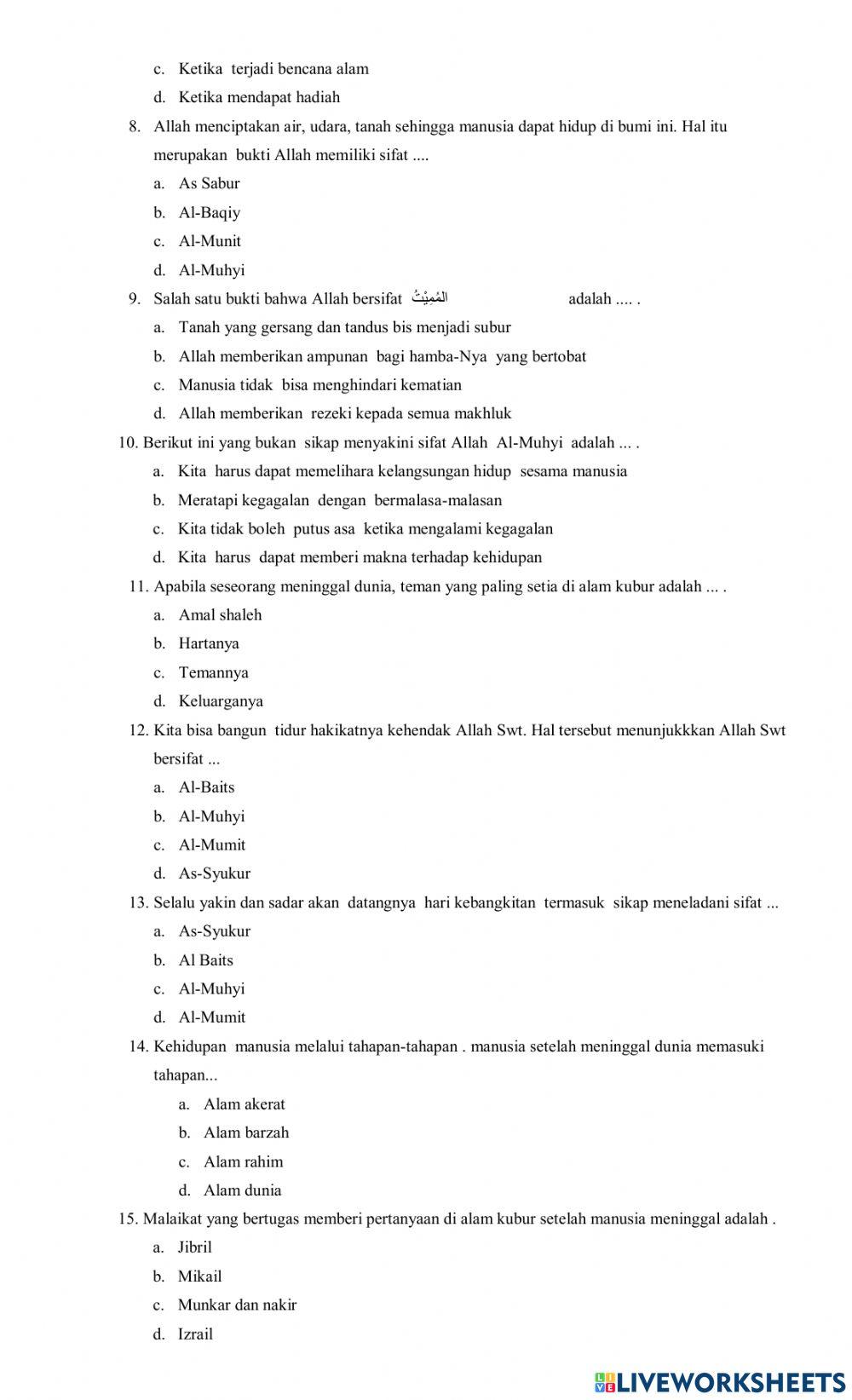 Soal pat akidah kelas 5 2023