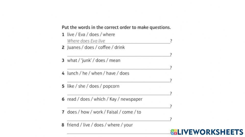 Questions present simple (yes-no and special)