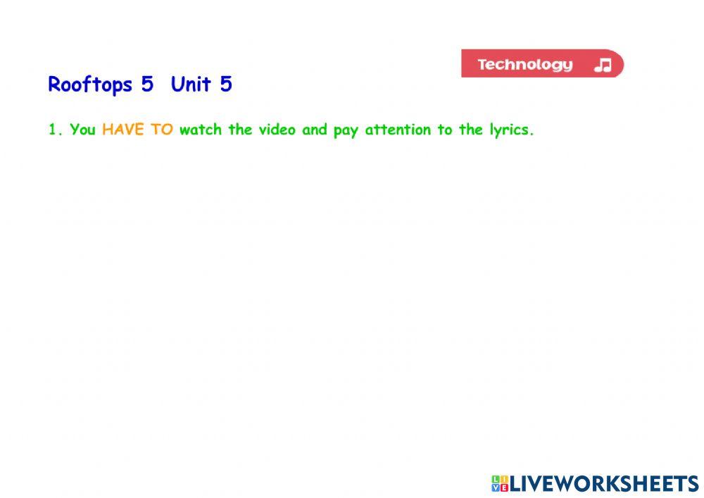 Technology song Rooftops 5 Unit 5