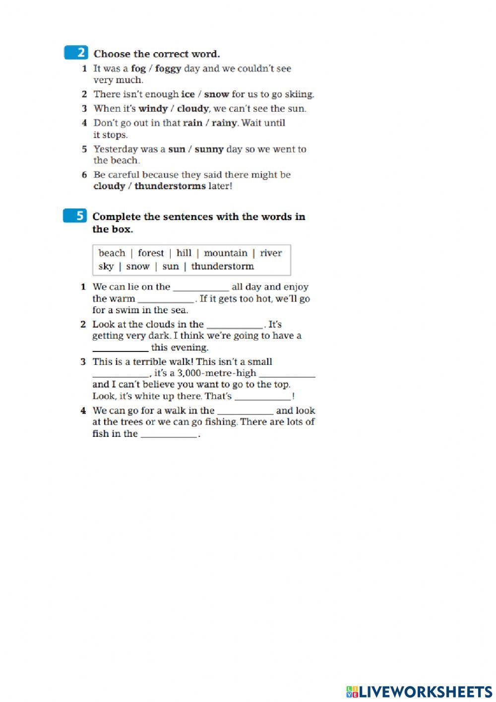 Vocabulary: weather and nature