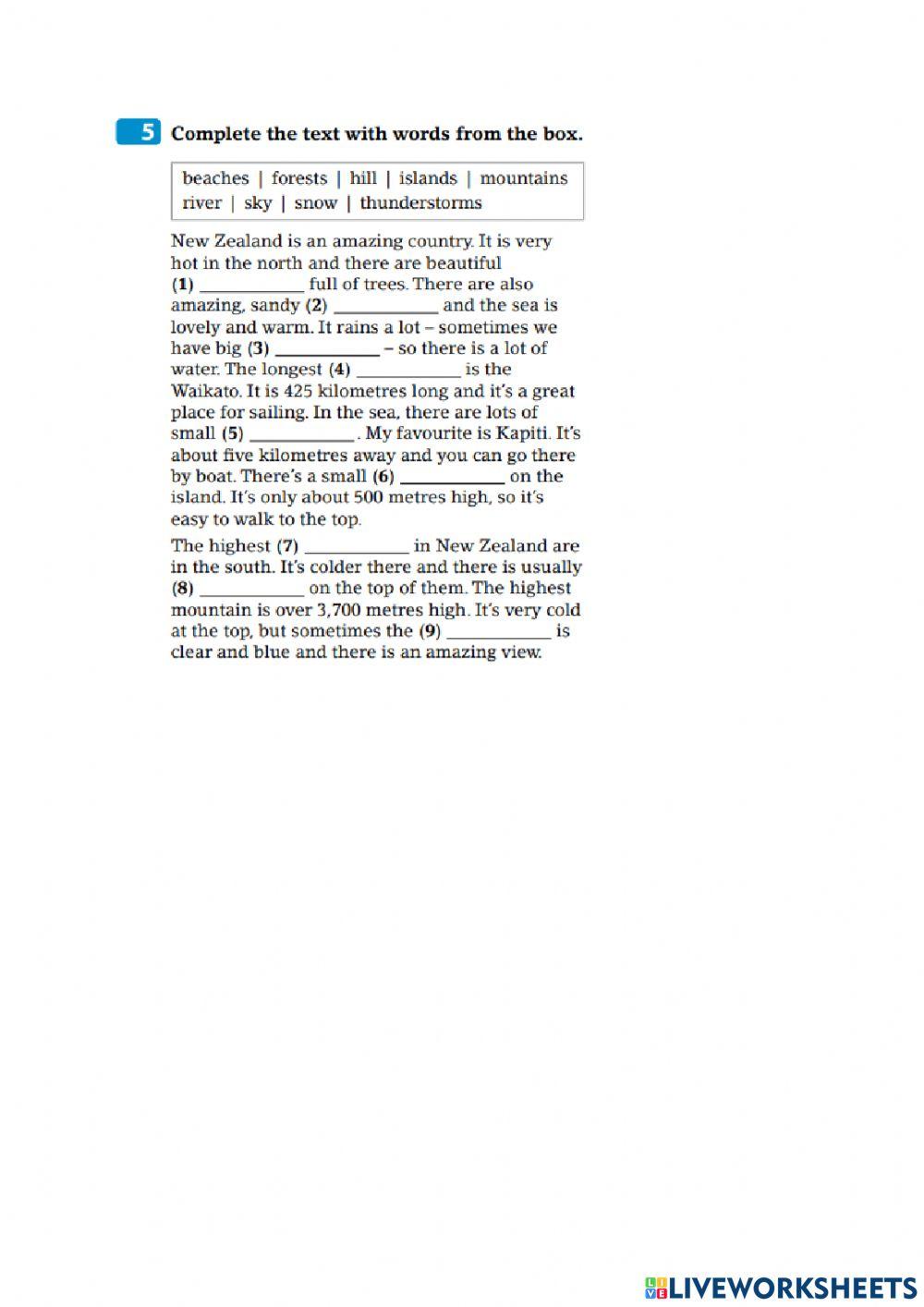 Vocabulary: weather and nature