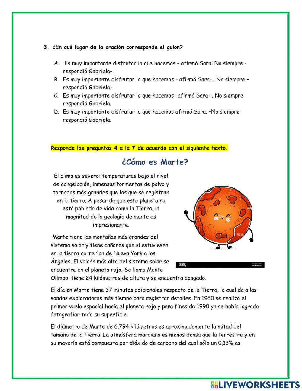 Prueba saber quinto. Lengua castellana