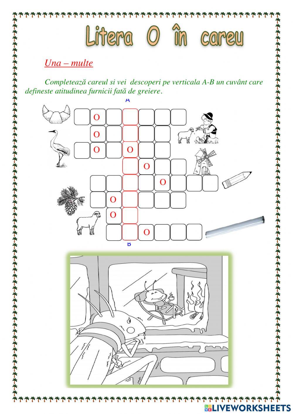 Exerciții aplicative - Literele o, O