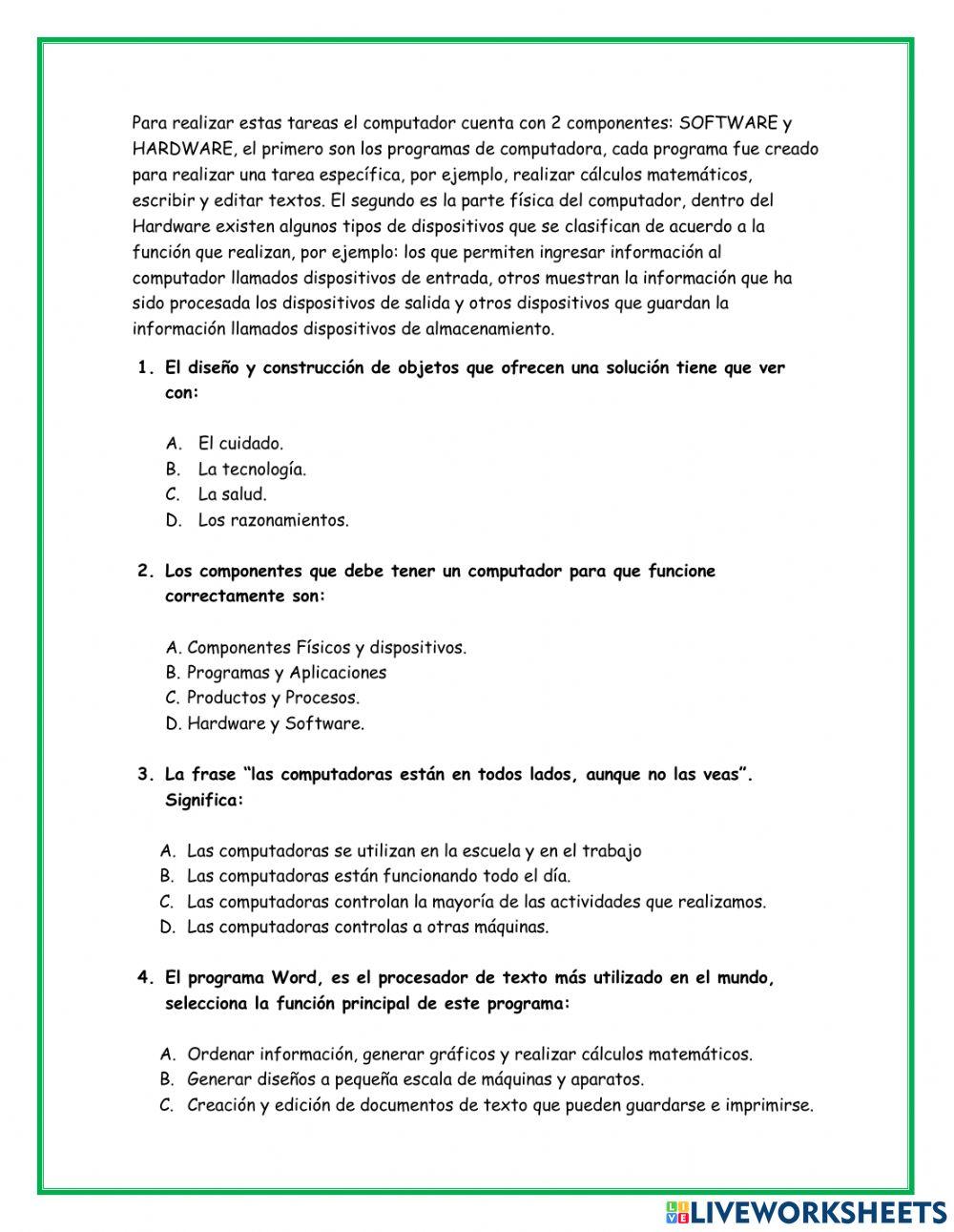 Prueba saber quinto. informática