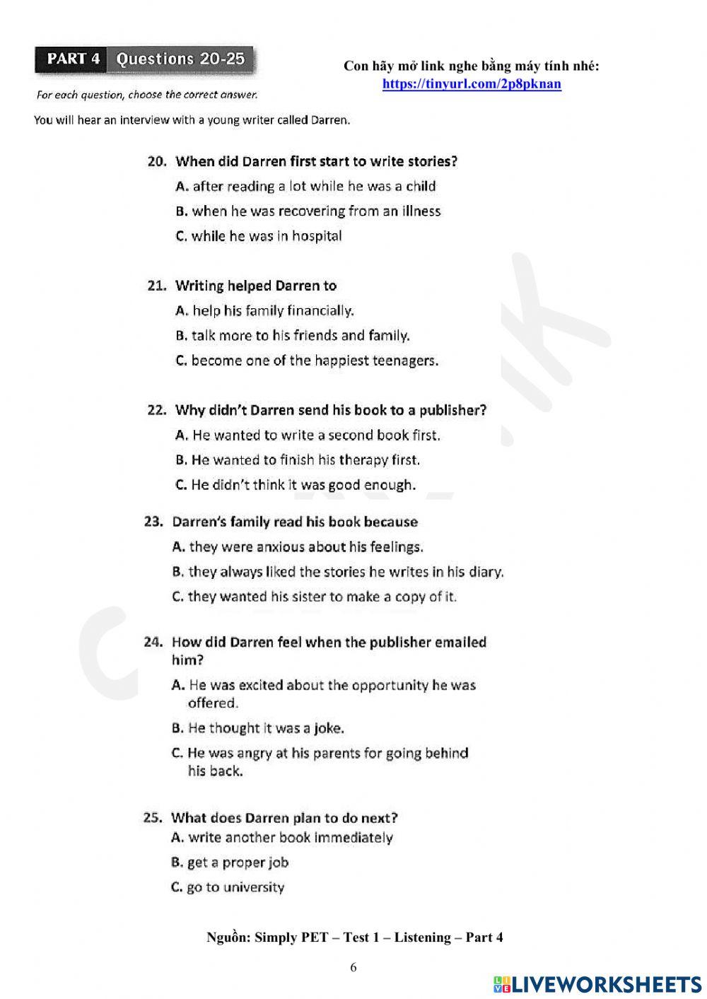 Foreign Teacher-S6-WEEK 1-LESSON 1-PRESENTATION & PET SPEAKING PRACTICE