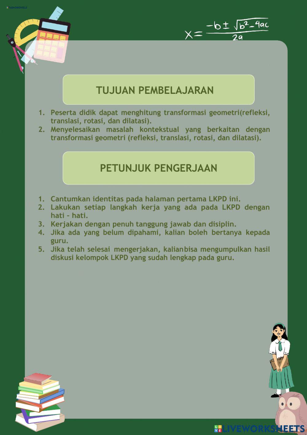 Lembar kerja siswa 1 transformasi geometri