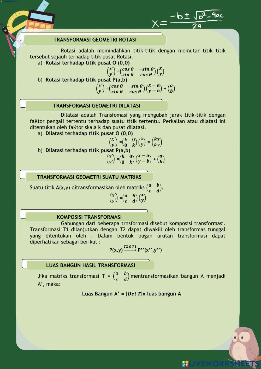 Lembar kerja siswa 1 transformasi geometri