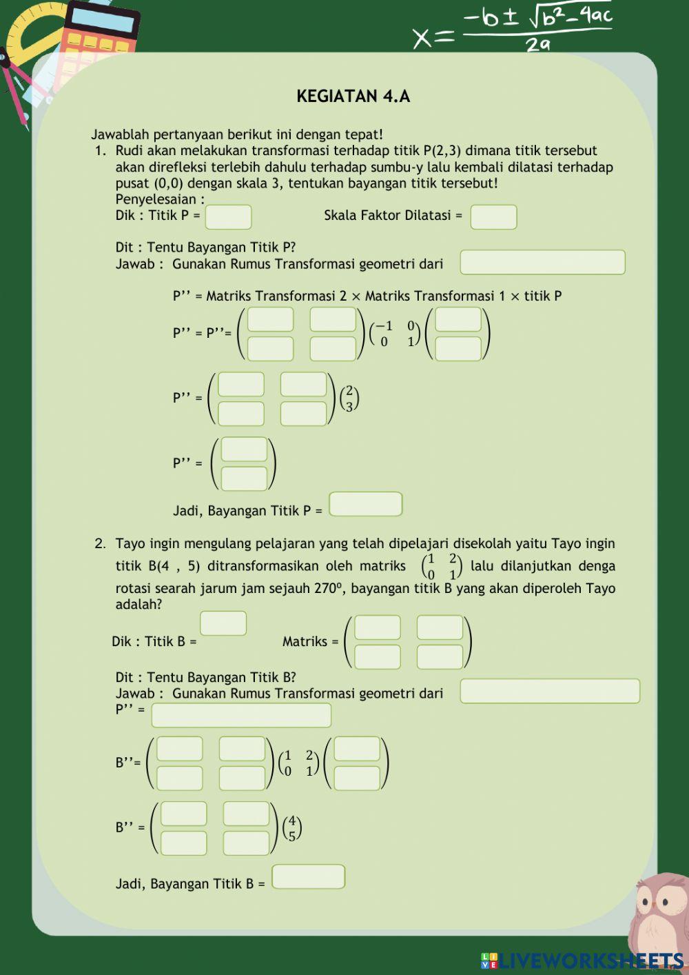 Lembar kerja siswa 1 transformasi geometri